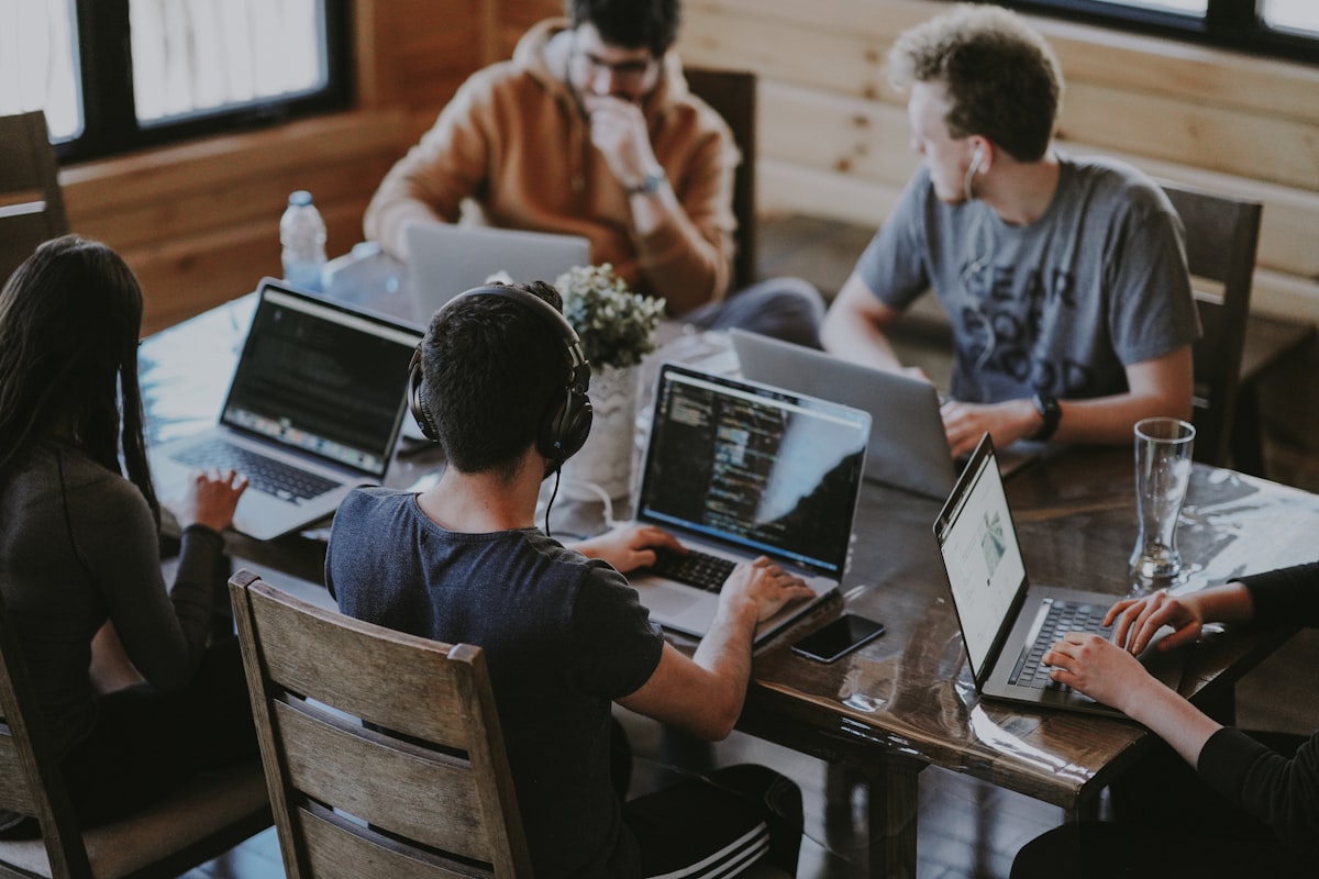 Diverse startup team working together in modern office